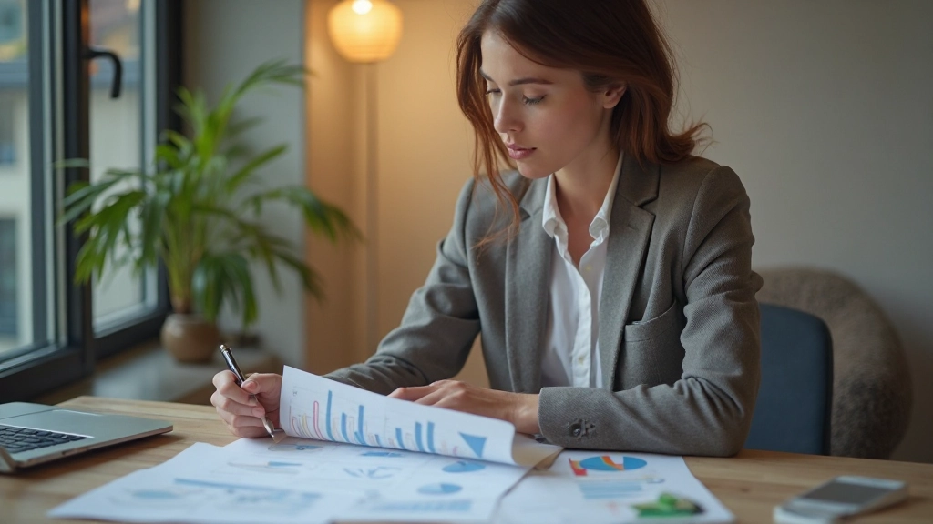 Профессиональное фото рабочего места с финансовыми документами и планами